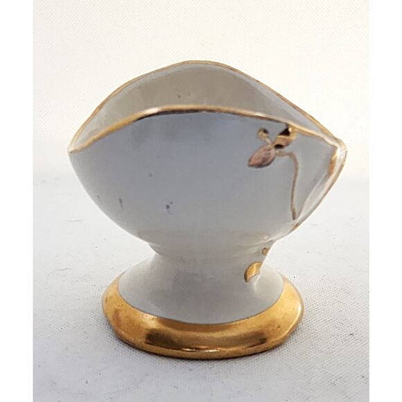 PLANTER/DECOR-23k GOLD TRIM-MCM-Cream & Gold-Small-Egg Shaped-Unique-Hand Paint - Picture 7 of 13
